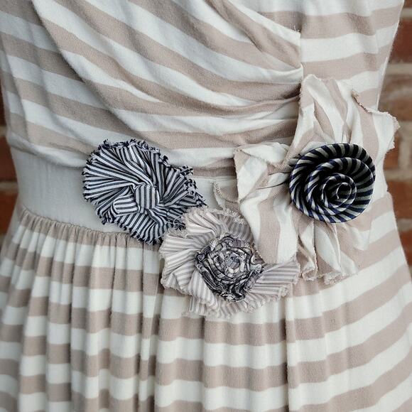 Anthropologie Little Yellow Button sleeveless striped dress Small - Picture 2 of 9